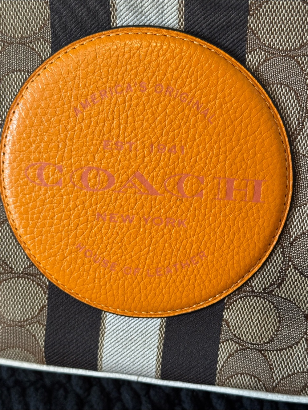 Coach Signature Stripe Crossbody Bag in Brown and Orange - Picture 2 of 9